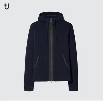 캐시미어 블렌드 후드티 +J 네이비 풀 집업