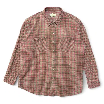 빈티지 아웃도어 코튼 체크 무늬 라이트 플란넬 긴팔 셔츠