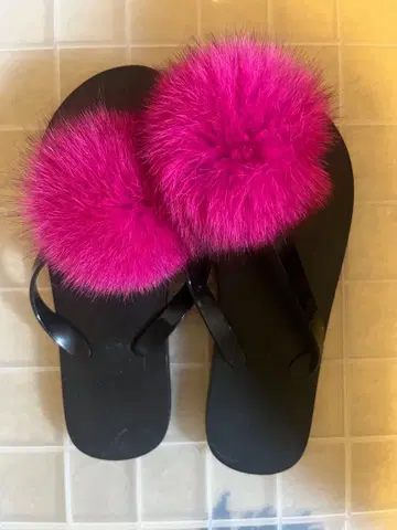micomori 핑크 퍼 샌들