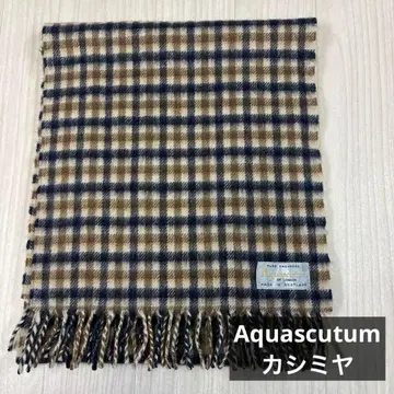 아쿠아스큐텀 캐시미어 100% 머플러 체크 무늬