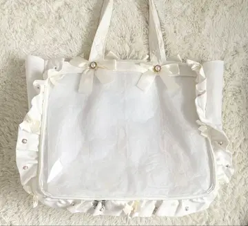 이타백 프릴 토트 자카마트 화이트 A3 사이즈