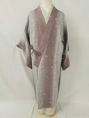 새상품급 순수 실크 이중 기모노 롱 기장 도중착