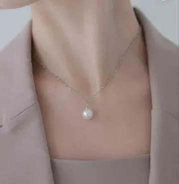미사용 새상품 LEJA 실버 체인 펄 목걸이