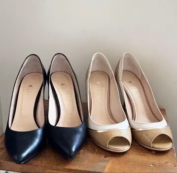 DIANA 블랙 베이지 하이힐 다이애나 펌프스 23cm 2족 세트