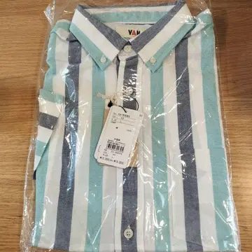 VAN JAC 반팔 셔츠 파랑과 화이트 스트라이프