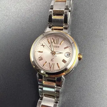 CITIZEN xC 전파 솔라 여성용 손목시계 실버 x 핑크 골드