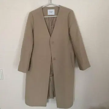 URBAN RESEARCH DOORS 노칼라 베이지 롱 코트