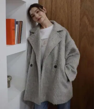 ENC 샤기 미들 코트 라이트 그레이