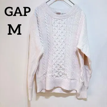[ 하자품 ] GAP [ M ] 케이블 니트 스웨터 화이트 긴팔 상의
