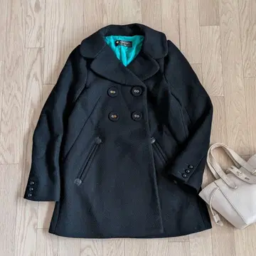 프랑슈리페 고양이 패치 울 미들 코트 블랙 일본제 M 고급