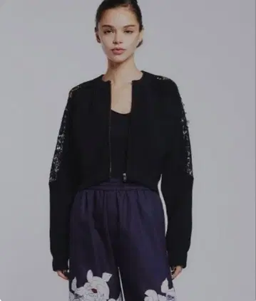 [ 새상품급 ] 더블 스탠다드 클로징 니트 숄더 레이스 자켓