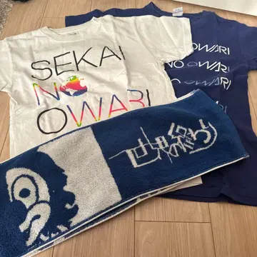 SEKAI NO OWARI 티셔츠 2장 + 머플러 타월 세트 (레어)