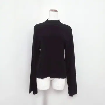 GRL 하이넥 니트 긴팔 스웨터 소매 슬릿 블랙 무지 ( M )