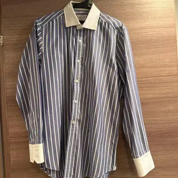 Brilla 블루 화이트 스트라이프 긴팔 셔츠