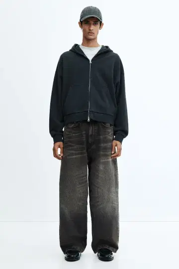 H&M SUPER BAGGY 다크 그레이 데님