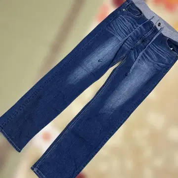 다크 블루 스트레이트 데님 팬츠 L