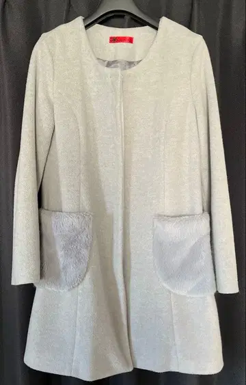 pevery 그레이 체스터 코트 포켓 부착