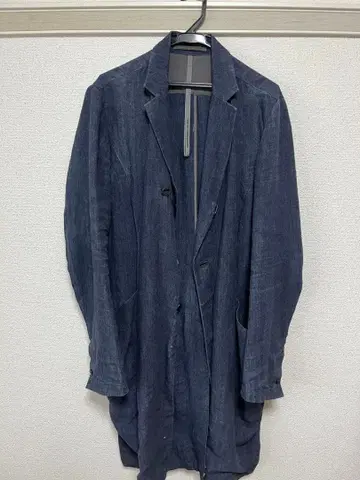 KAZUTAKA KUNUGA 다크 블루 체스터 코트