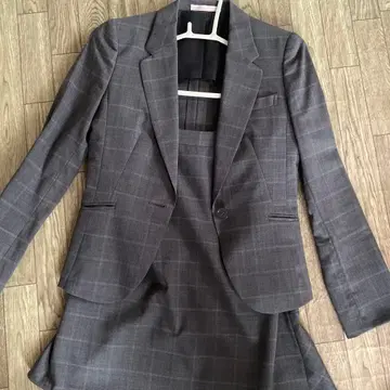 AOKI LES MUES 그레이 체크 무늬 스커트 수트