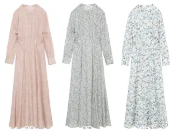 시스루 페이즐리 무늬 롱 드레스