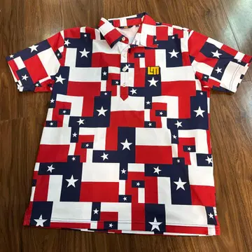 라우드마우스 남성용 피케 셔츠 별 패턴 빨강 흰색 파랑