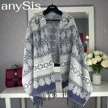 anySis 네이비/화이트 꽃무늬 스톨