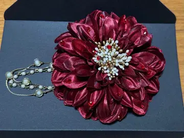 와인 레드 새틴 코사지 결혼식 사은회 성인식