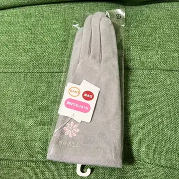 FURLA 그레이 장갑 L 사이즈 스마트폰 터치 가능 꽃무늬 자수
