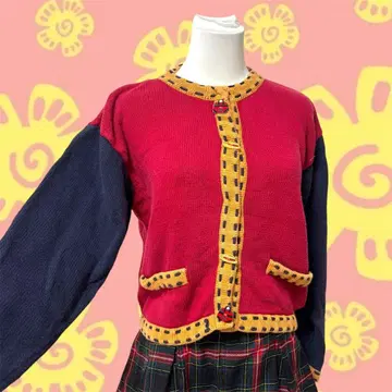 가격 인하 vintage 레트로 로키에 POP 컬러풀 니트 가디건