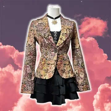 가격 인하 vintage 레트로 로키에 꽃무늬 고블랑 테일러드 자켓