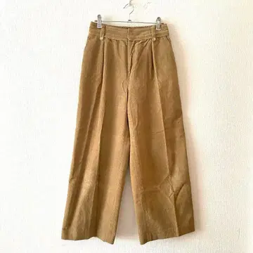 [쉽스] 와이드 팬츠 프론트 턱 면 100% 허리 뒷부분 밴딩 S