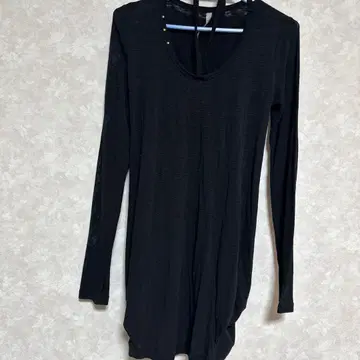 ozzon 블랙 레이스 긴팔 튜닉