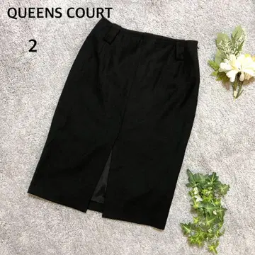 퀸즈 코트 타이트 스커트 무릎 기장 울 혼방 슬릿 무지 세레모니 블랙
