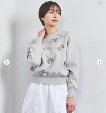 UNITED ARROWS 3D 리본 크루넥 니트 캐시미어 혼방 프리