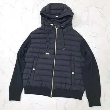 새상품급 HERNO 헬노 다운 자켓 니트 후드 블랙 42