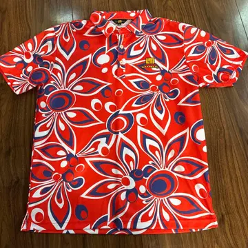 LOUDMOUTH 샤가데릭 레드 패턴 플라워 패턴 피케 셔츠 LL