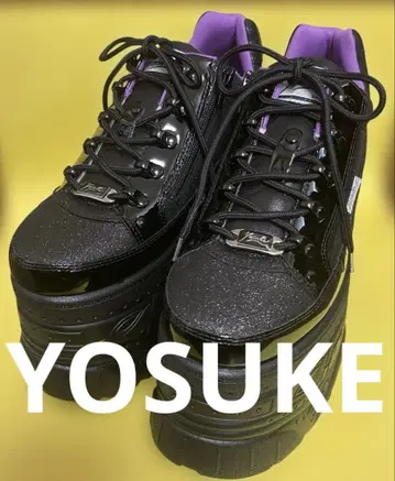 YOSUKE 통굽 글리터 스니커즈 블랙/퍼플