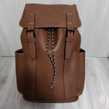 츠치야 가방 브라운 가죽 백팩 플랩 포함