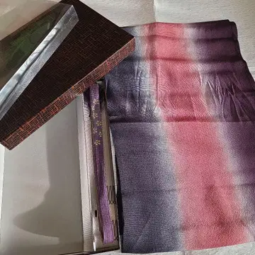 순수 실크 그라데이션 허리띠 오비 장식 천 세트 (적자색)