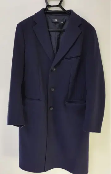 새상품급 유니클로 플러스J 울 블렌드 체스터 코트 네이비