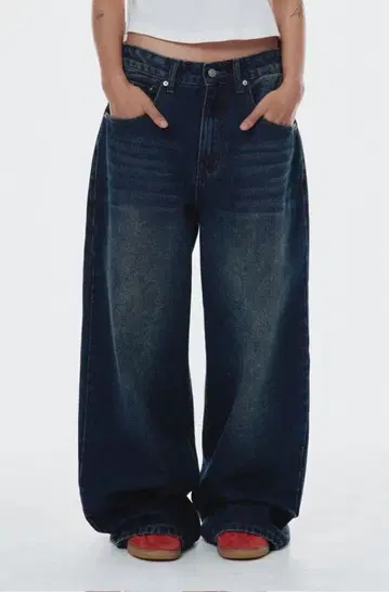 OVERFIT STITCH DENIM PANTS DEEP BLUE