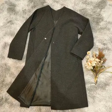 새상품급 인터플래닛 롱 코트 F 사이즈 울 노카라 그레이
