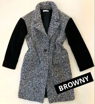 BROWNY 브라우니 체스터 코트 바이컬러 블랙 라이트 그레이