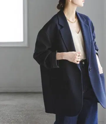 [ 새상품급 ] Noble 네이비 테일러드 자켓 오버 사이즈