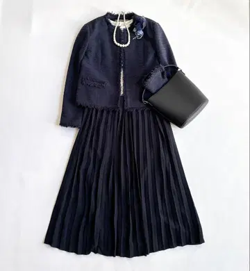 비어빌리티 노카라 트위드 셋업 졸업식 입학식 네이비 M