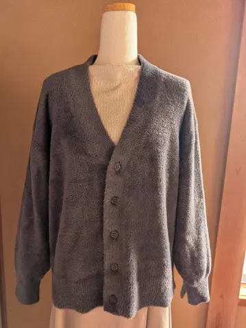 애니팜 그레이 버튼 달린 가디건 긴팔