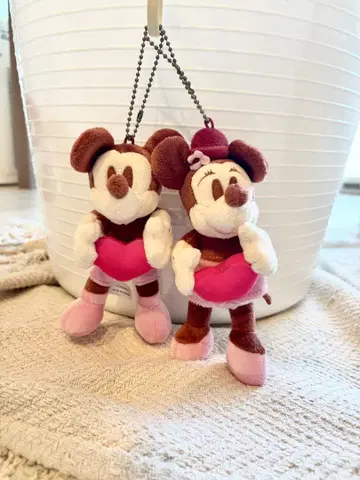 미니 마우스 봉제 인형 키링 2개 세트
