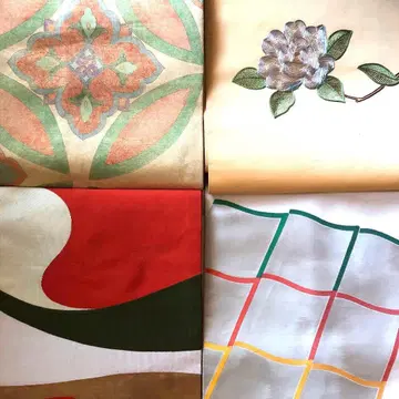 순수 실크 나고야 오비 4개 모듬 리메이크 등 재료