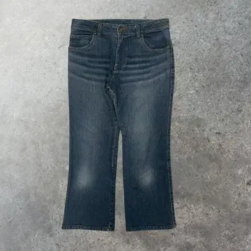 데님 팬츠 여성용 스트레이트 플레어형 백 포켓 자수