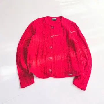 오스트리아제 GEIGER 케이블 짜임 니트 가디건 레드 46